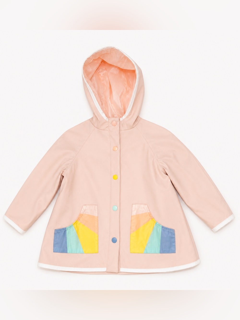 Cynthia Rowley Hooded Raincoat with Color-Block Pockets